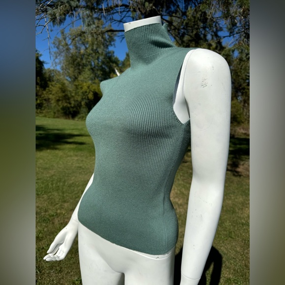 NWT Teal Ribbed Turtleneck Tanktop 'Sweewe Paris' Small Shabby Chic - Picture 2 of 4